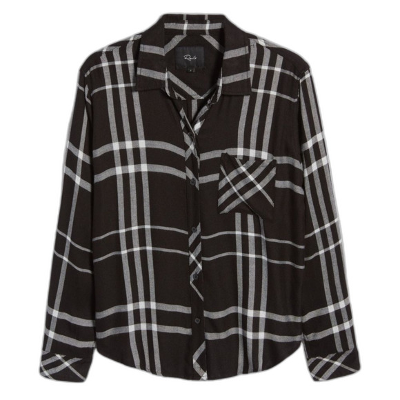 Rails Women's Hunter Mixed Plaid Button-Up Shirt, Black Storm Parchment Size S - Picture 1 of 9